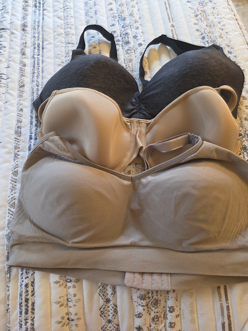 Warner's Nude and Charcoal Seamless Bras Set